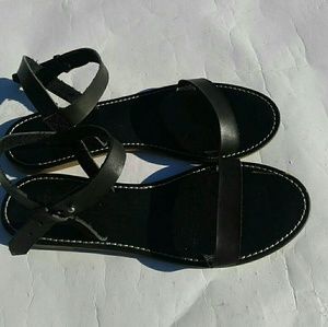 Loft Ann Taylor Black Strap Sandals